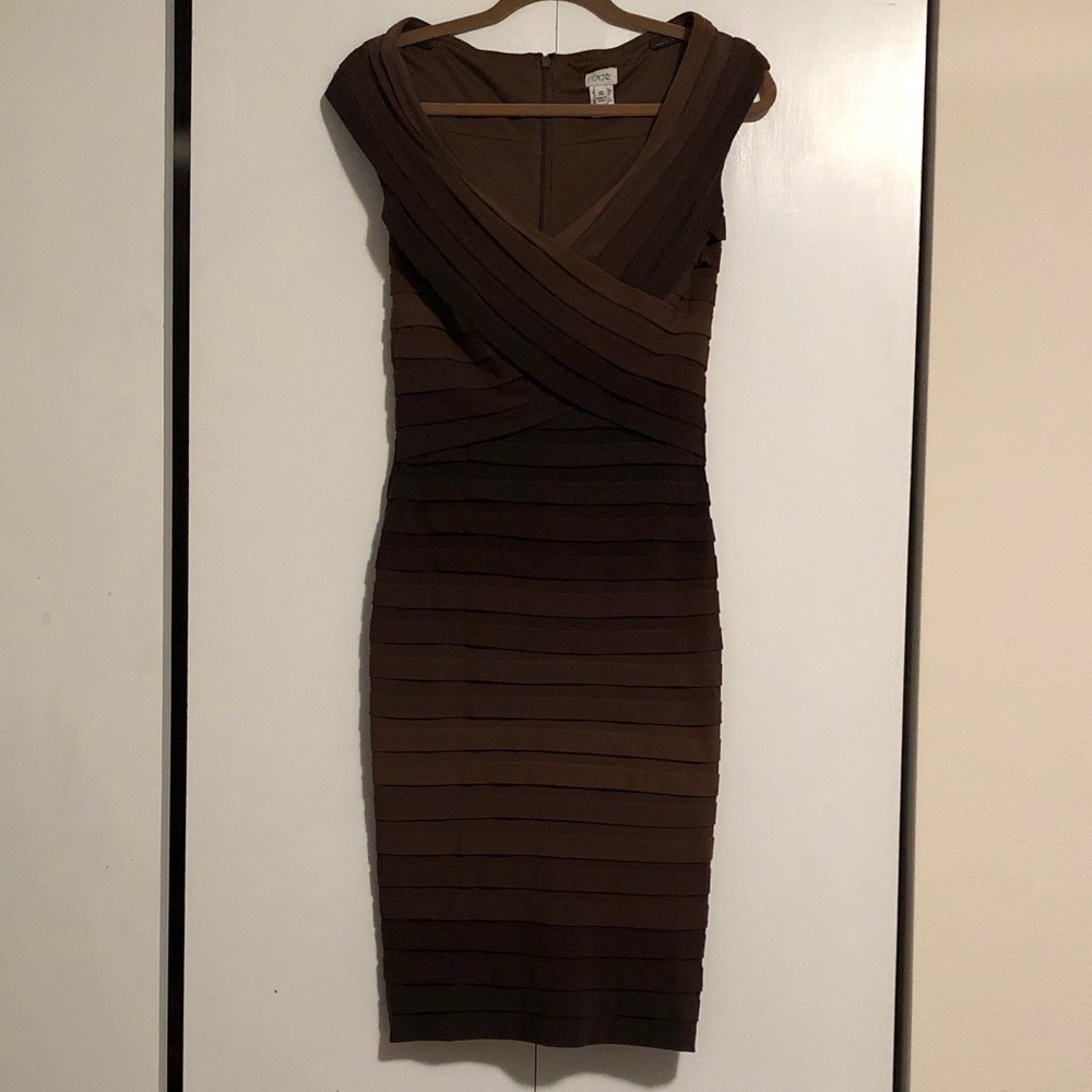 Cache Chocolate Brown Bodycon Midi Dress